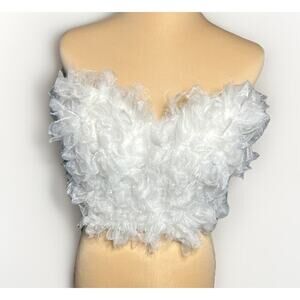 French Kiss White Fluffy Tulle Corset Crop Top Womens M/L Festival Fairy Angel